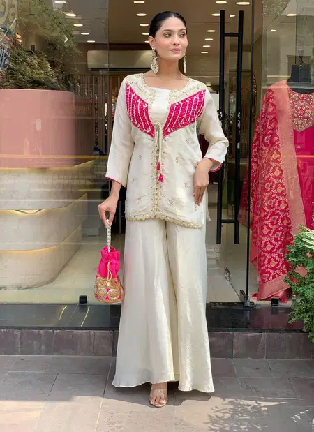 NSR 869 Roman Silk With Embroidery Work Top With Bottom Wholesale In India